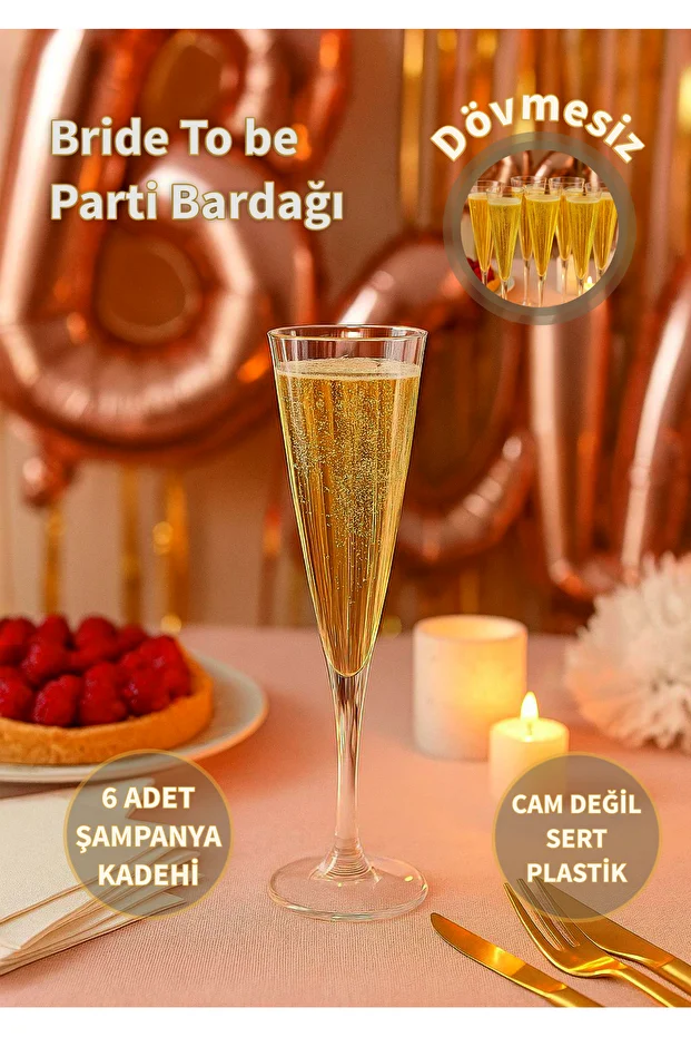 Doğum Günü Parti Kokteyl Bride Yılbaşı 6'lı Kadeh Sert Plastik Kristal Şampanya Bardağı Doğum Günü Parti Kokteyl Bride Yılbaşı 6'lı Kadeh Sert Plastik Kristal Şampanya Bardağı